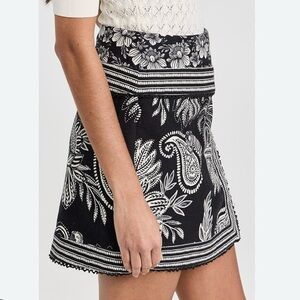 FARM “Paisley Bloom” Skirt- black and ivory